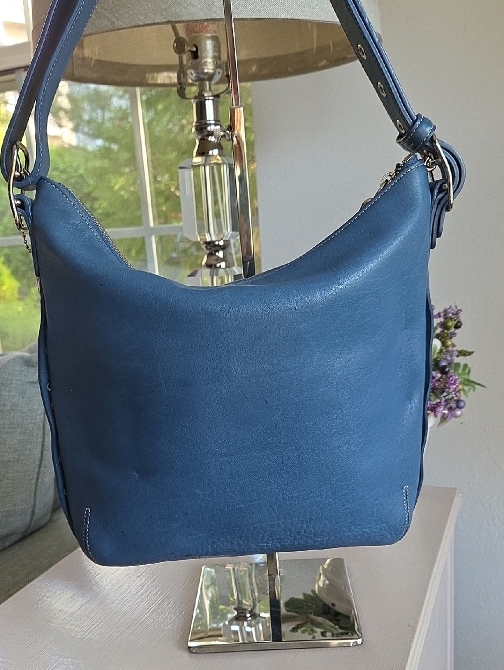 COACH Pool Blue 2004 Legacy Slim Duffle Convertible Crossbody Bag - Picture 6 of 15